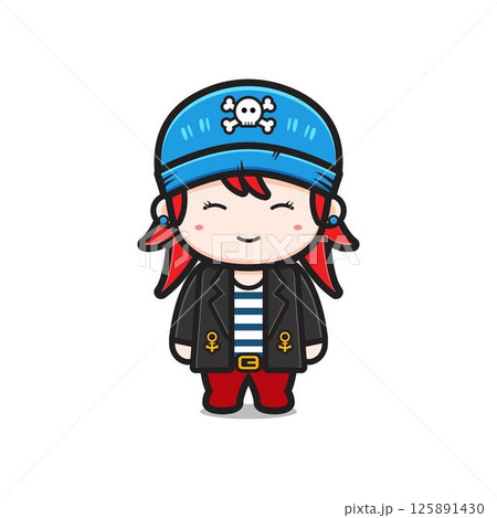 Cute girl pirates character cartoon icon illustration Cute girl pirates character cartoon icon illustration 125891430