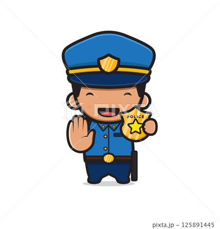 Cute police show identity cartoon icon illustration 125891445