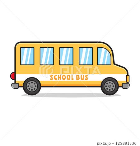 Cartoon yellow school bus illustration 125891536
