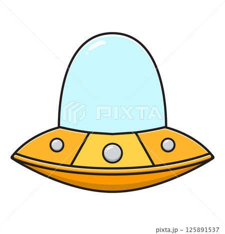 Cartoon yellow ufo illustration Cartoon yellow ufo illustration 125891537