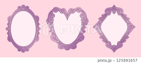 Antique purple mirror frames set 125891657