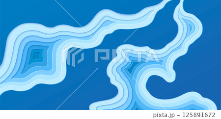 Abstract blue paper cut topography relief Abstract blue paper cut topography relief 125891672