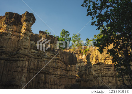 travel and people activity concept with mountain and rock in tropical forest travel and people activity concept with mountain and rock in tropical forest 125891958