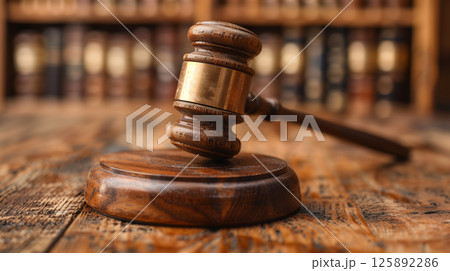 Scales of justice and judge's gavel on the lawyer's desk office 125892286