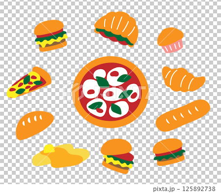 Pizza and bread set Pizza and bread set 125892738
