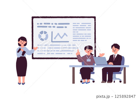 プレゼンをする男性と女性のイラスト 125892847