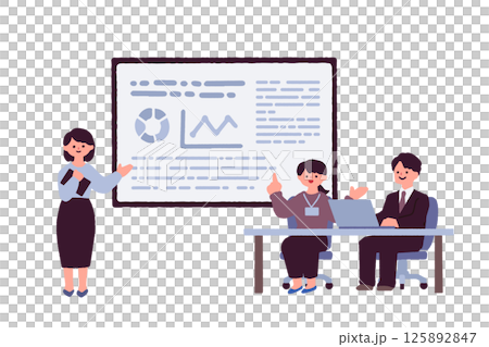 プレゼンをする男性と女性のイラスト 125892847