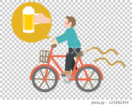 自転車の交通ルール違反のイラスト - 飲酒運転 125892954