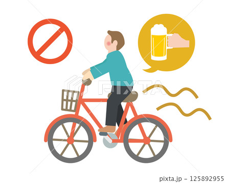 自転車の交通ルール違反のイラスト - 飲酒運転 自転車の交通ルール違反のイラスト - 飲酒運転 125892955