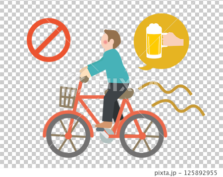自転車の交通ルール違反のイラスト - 飲酒運転 自転車の交通ルール違反のイラスト - 飲酒運転 125892955