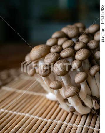 fresh brown shimeji mushroom or beech mushroom. fresh brown shimeji mushroom or beech mushroom. 125892988