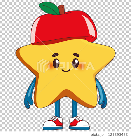 Smiling Star Wearing an Apple-Shaped Hat Smiling Star Wearing an Apple-Shaped Hat 125893488