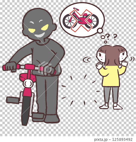 Illustration of a person stealing a bicycle Illustration of a person stealing a bicycle 125893492