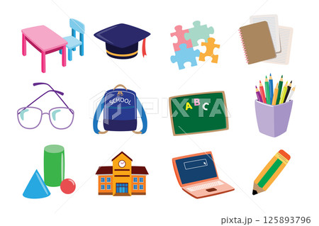 School and Education Icon Set Vector Illustration School and Education Icon Set Vector Illustration 125893796