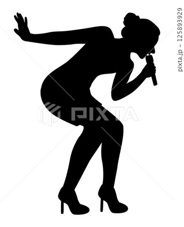 Singer Performing on Stage, singer with pose silhouette, Vocalist singing to microphone 125893929
