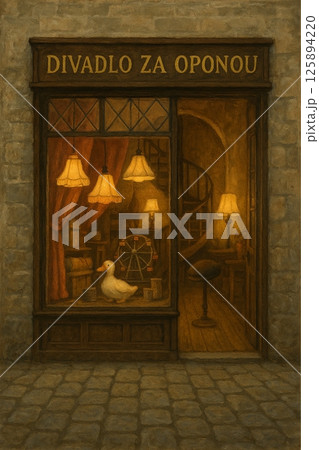 路地裏で見つけた小さなお店　舞台裏シリーズ　絵　Generative AI 125894220