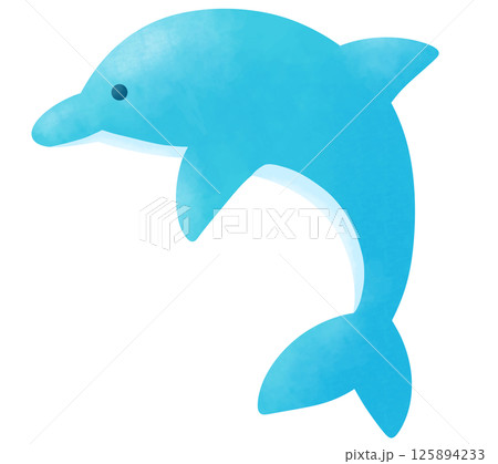 かわいい青色のイルカのイラスト 125894233