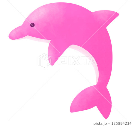 かわいいピンク色のイルカのイラスト 125894234