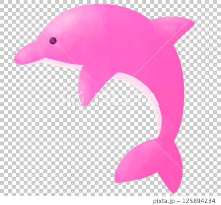 かわいいピンク色のイルカのイラスト 125894234