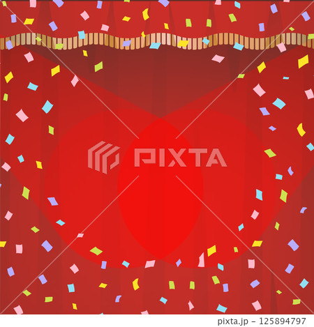 ステージカーテンと紙吹雪 125894797