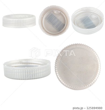 Plastic bottle cap gray isolated on white background Plastic bottle cap gray isolated on white background 125894980