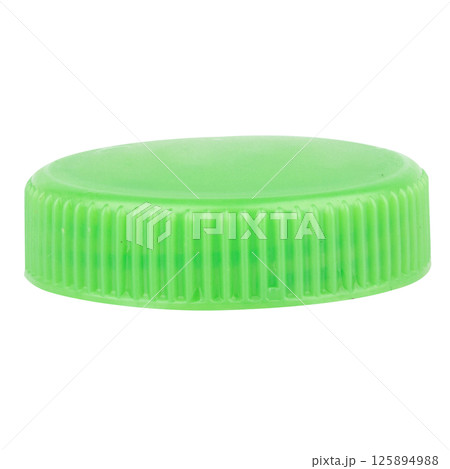 Plastic bottle cap green isolated on white background Plastic bottle cap green isolated on white background 125894988