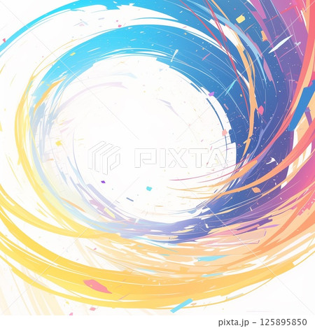 魔法陣の中に広がるカラフルな螺旋と白い空間の幻想的なイラスト 125895850