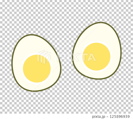 Icon illustration of boiled egg cut in half 125896939
