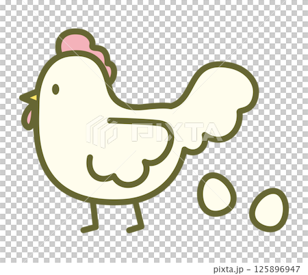 卵を産むニワトリのアイコンイラスト 卵を産むニワトリのアイコンイラスト 125896947