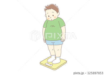 肥満体型の男の子のベクターイラスト 肥満体型の男の子のベクターイラスト 125897853