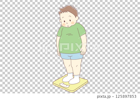 肥満体型の男の子のベクターイラスト 肥満体型の男の子のベクターイラスト 125897853