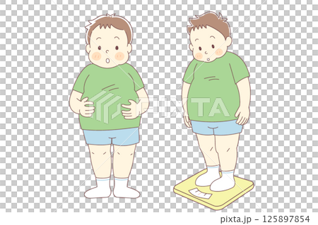 肥満体型の男の子のベクターイラストセット 肥満体型の男の子のベクターイラストセット 125897854
