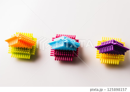 The children's construction set combines brightly colored blocks that are ideal for little hands. The children's construction set combines brightly colored blocks that are ideal for little hands. 125898157