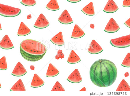 水彩絵の具で描いたスイカの背景イラスト 水彩絵の具で描いたスイカの背景イラスト 125898738
