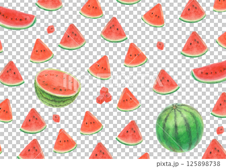 水彩絵の具で描いたスイカの背景イラスト 水彩絵の具で描いたスイカの背景イラスト 125898738