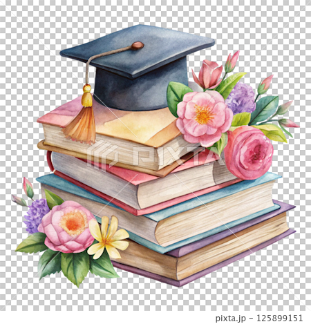 Graduation Day Elements Minimal White Background Graduation Day Elements Minimal White Background 125899151