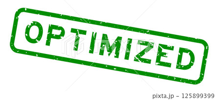 Grunge green optimized word square rubber seal stamp on white background 125899399