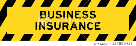 Yellow and black color with line striped label banner with word business insurance Yellow and black color with line striped label banner with word business insurance 125899415