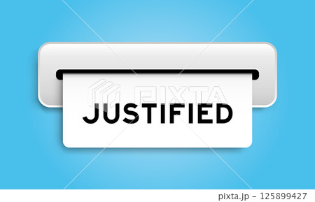 White coupon banner with word justified from machine on blue color background White coupon banner with word justified from machine on blue color background 125899427