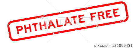 Grunge red phthalate free word square rubber seal stamp on white background 125899451