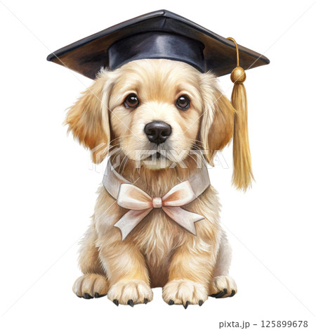 The cutest animals in the world wearing graduation caps White Background The cutest animals in the world wearing graduation caps White Background 125899678