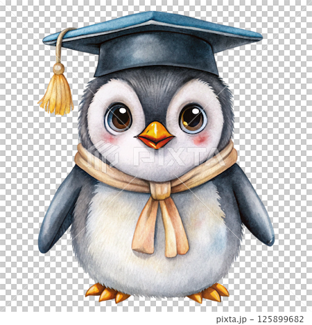 The cutest animals in the world  wearing graduation caps White Background 125899682