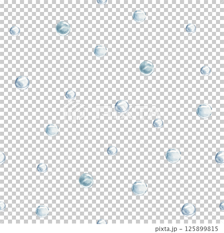 Water Bubbles Seamless Pattern. Watercolor hand drawn illustration isolated on white background. For fabric, packaging and wallpaper, marine beach design. Water Bubbles Seamless Pattern. Watercolor hand drawn illustration isolated on white background. For fabric, packaging and wallpaper, marine beach design. 125899815