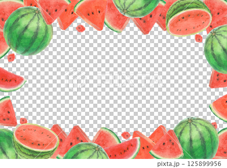 西瓜背景水彩插圖 125899956
