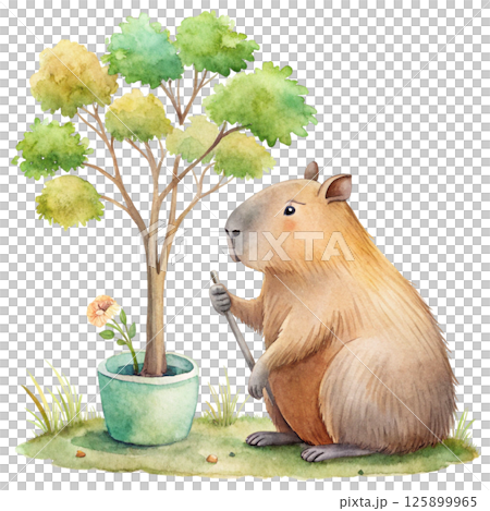 Capybara plant a tree Earth Day Capybara plant a tree Earth Day 125899965