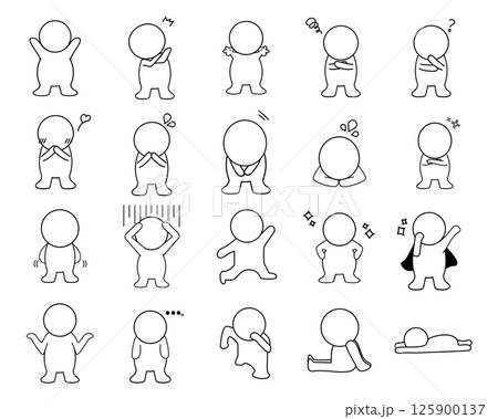 シンプルな二頭身キャラクター動作セット 125900137