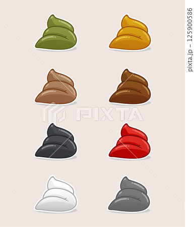 The illustration depicts various stool colors as indicators of children's health status. 125900586
