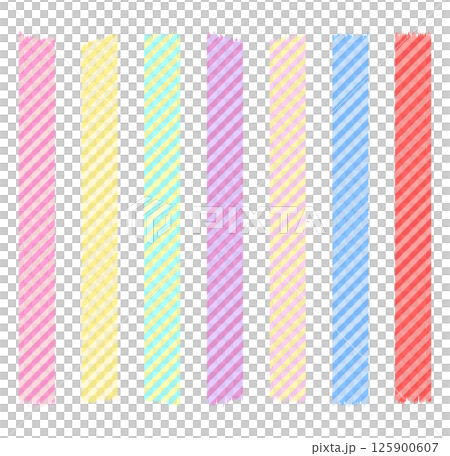 帶有對角線條紋的彩色遮蔽膠帶插圖 125900607