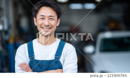確かな技術と経験を持つベテラン自動車整備士の笑顔 | 信頼の職人技 確かな技術と経験を持つベテラン自動車整備士の笑顔 | 信頼の職人技 125900764