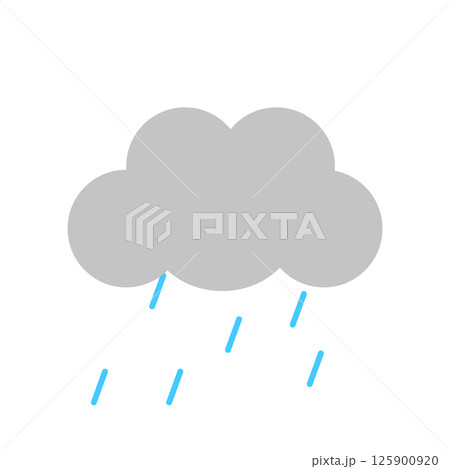 天気　雲と雨降るアイコン　カラー 125900920
